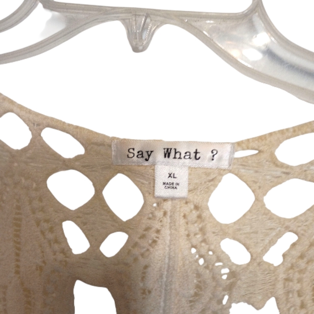 Say What? Elegant Crochet Cream Vest - Size XL - Picture 3 of 6